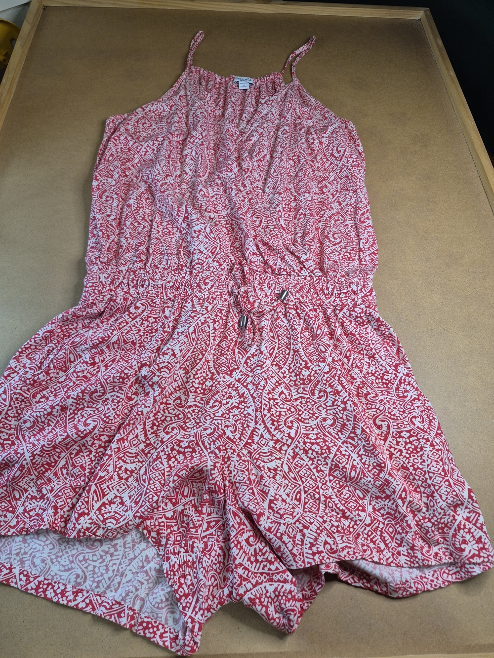 Splendid Red and White Printed Sleeveless Romper